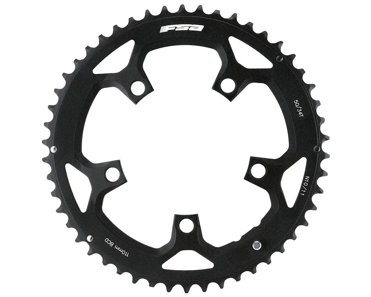 Full Speed Ahead Pro Road Chainrings (Black/Silver) (2 x 10/11 Speed) (Outer) (110mm BCD) (50T)
